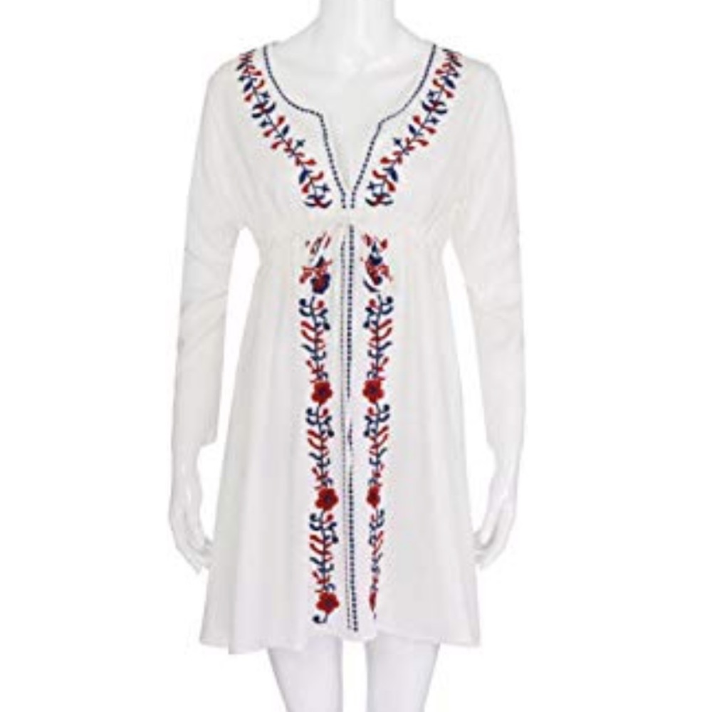 Boho Embroidered Tunic Dress - Picture 4 of 7